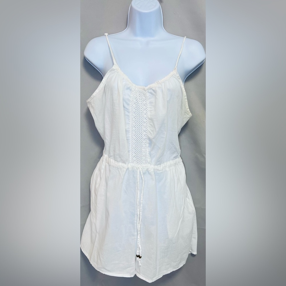 ASOS ‎ Womens Romper Swimsuit Cover Up Draw Waist White Sz 12